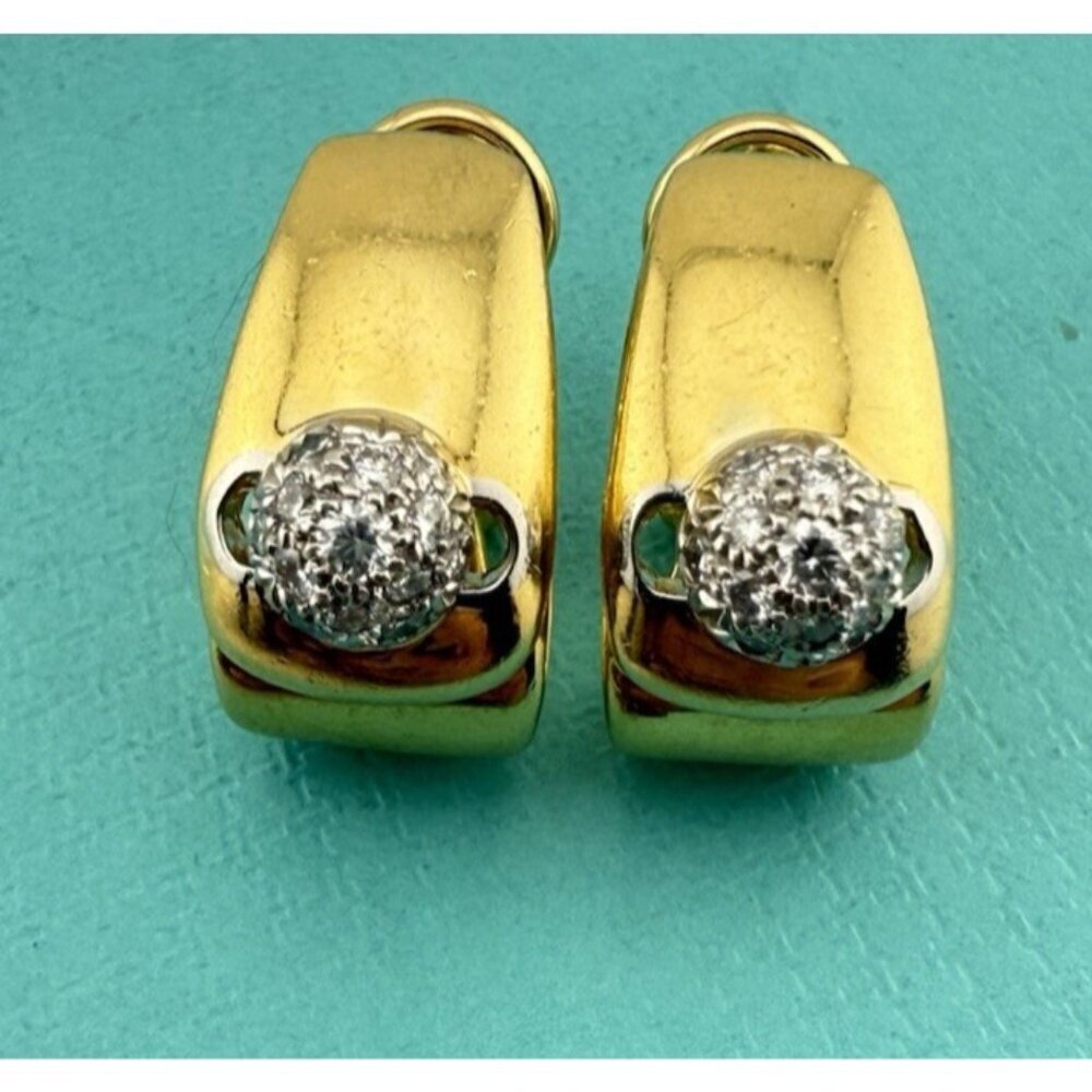 Vintage Tiffany & Co. Diamond Ball Huggie Hoop Earrings 18k and Platinum